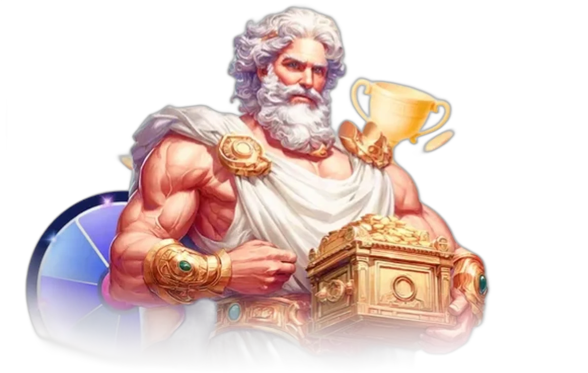 Zeus with a chest of gold coins — Fortunica weekly cashback